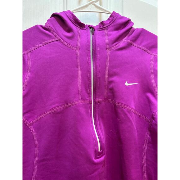 Nike Fri Fit Women S Purple Half Zip Rear Pocket Hooded Performance Pullover - Picture 2 of 10